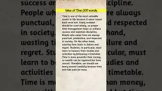 Value of Time (100 words) #learn #englishspoken #essay #learnenglishwithdsm
