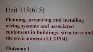 Electrical Installation NVQ Unit 315/615  outcome 1