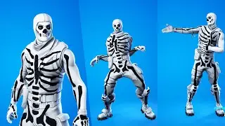 White Skull Trooper skin showcase with all popular emotes | Skull trooper skin combos