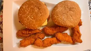 A chicken steak burger is a delicious and satisfying meal ||with Aisha
