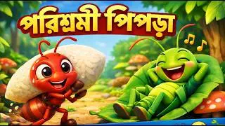 পরিশ্রমী পিপড়া 🐜 | Bangla Cartoon Story | Bengali Moral Story for Kids