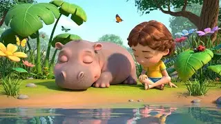 The Sleepy Baby Hippo Napped on the Riverbank | Kids Nursery Rhyme | Toddler Songs