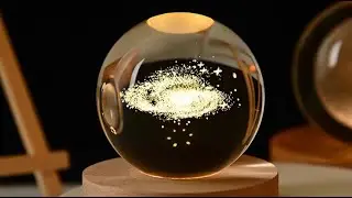 Esfera / Bola de Cristal Grabado en 3D, Lampara Luz Nocturna USB, Luna, Planeta, Saturno, Galaxia