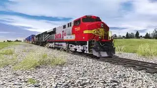 TRS22: ATSF ES44AC Leads a Intermodal Train Through West From Denver Moffat Going Downhill.