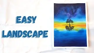 EASY LANDSCAPE | For beginners | tutorial painting | tutorial di pittura facile | Tree Painting