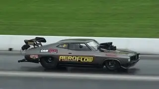 BENNY GATT AEROFLOW BLOWN V8 FORD XA COUPE RUNS 7.17 @ 192 MPH SYDNEY DRAGWAY 3.3.2013