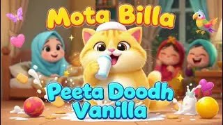 Mota Mota Billa🐱| Peeta Doodh Vanilla | Funny Islamic Hindi Urdu Kids Rhyme |Poem for kids #cartoon 