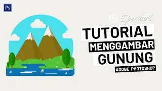 Menggambar Gunung | Simple Flat Landscape | Photoshop | Speed Art