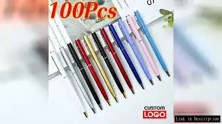 100pcs Custom Logo Metal Ballpoint Pen Business Office Engraved Name Signature Pen Advertising Stati