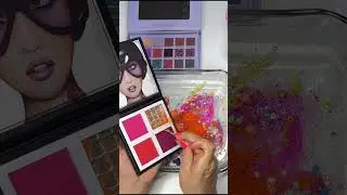 EYE SHADOW MIXED IN SLIME - ASMR SOUNDS #asmr #slime #satisfying #makeup
