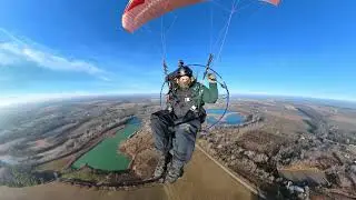 Paramotor Flight in Pleasant Hill Ohio.  Throggle throttle test.  Insta360 ONE X2 test. 12/26/2021