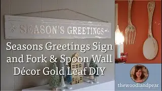 Season's Greetings Sign and Fork & Spoon Wall Decor Gold Leaf DIY