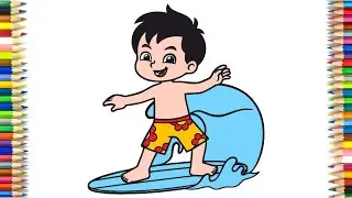 How to draw a Little Boy swimming | Boy drawing | Easy drawing | Coloring for Children | Art Gallery