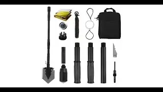 Yeacool Tactical Shovel Military Grade,Folding Survival Multitool,Portable Camping Spade