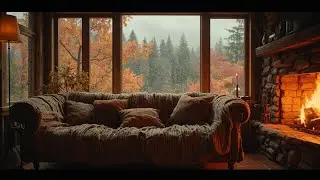 Cozy Autumn House Ambience &ndash; Soothing Rain Sounds & Fireplace Crackling Sounds