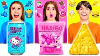 24 Часа Едим Еду Одного Цвета Челлендж | Смешные Ситуации с Едой от Happy Funny