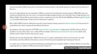 Kidscreen confirmed about Universal Kids shutting down.
