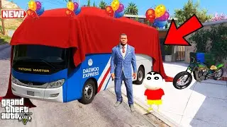 Franklin and Shinchan Bought A New LUXURY Bus & Take Delivery for Tour & Travels in GTA V