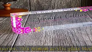 Premium Clear Acrylic Glass Block Unique Designed Name Plates for Your Desk - (8
