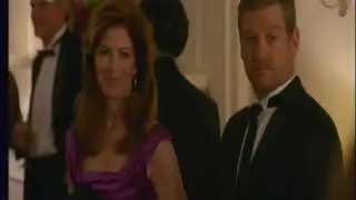 Beautiful Dana Delaney in Purple Satin Dress