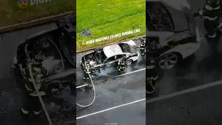 Driver narrowly escapes burning car | Dodge Charger #fire #viralshorts #dronevideo