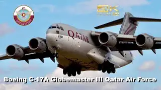 Boeing C-17 Globemaster III from Qatar Emiri Air Force A7-MAB arrival RAF Fairford RIAT 2025 Airshow