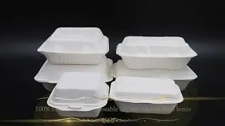 [Bagasse Lunch Box]Biodegradable Disposable Sugarcane Bagasse  Food Packaging Containers Lunch Box!