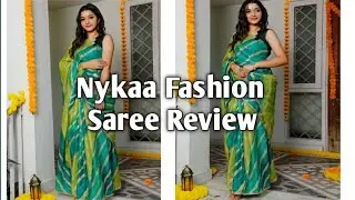 Nykaa Fashion Saree review| Nykaa fashion haul| Indi Inside green foil printed saree review|