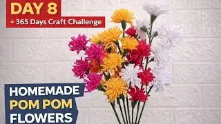 365 Days Craft Challenge | Day 8 | Handmade Wool Flowers | Easy DIY Flower Stick@salonicreativeart08