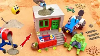 Mini Tractor Builds a Modern Brick House with Pool | Fun DIY Science Project