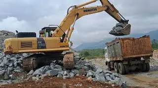 Komatsu pc-350 loading in 10tyre tipper 