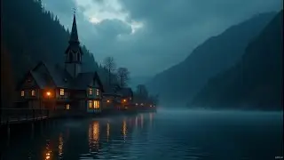 Heavy Rain Sounds for Sleeping | Cozy Lakeside Village Ambience | 10 Hours of Rain & Thunder