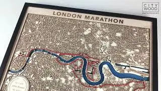 London Marathon Course Map - Custom Engraved Wooden Map for Runners