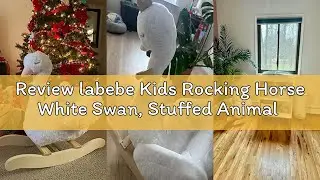 Review labebe Kids Rocking Horse White Swan, Stuffed Animal Wooden Rocker for Children 6 Months Boys