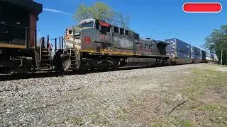 Foreign Power & KCS Gray Ghost Shows Up trailing on afternoon Stack Train! #railfanning
