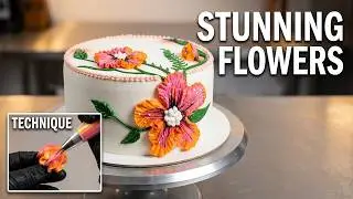 Floral Cake Decorating Process 🌸 | Beautiful Hand-Painted Cake Design