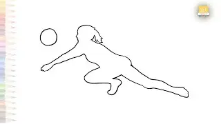 Volleyball female player drawing | Outline drawings easy | How to draw female Volleyball player easy
