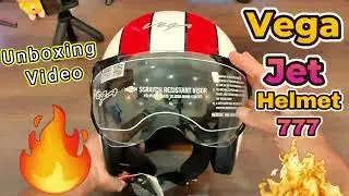 Vega jet 777 helmet unboxing | vega jet ISI DOT Certified Gloss Finish open face helmet White Red
