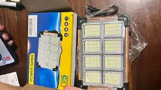 120W Solar Rechargeable Work Light, 144 LED 10000LM Led Work Light with 4 Modes, Portable Flood Ligh