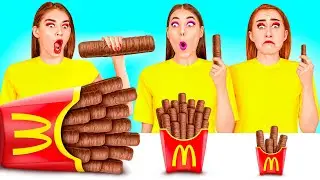 Klein, Medium of Groot Voedsel Uitdaging | Slimme Gadgets vs Hacks Best Funny Challenges