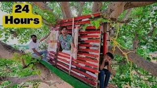 Living 24 hours in tree house challenge | पहेली बुझाओ  काम चलाओ | challenge Gone crazy xyz yk
