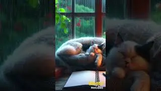 Cozy Room with Sleeping Pets and Serene Garden View #naturerelaxation #cozyroom #rainyday
