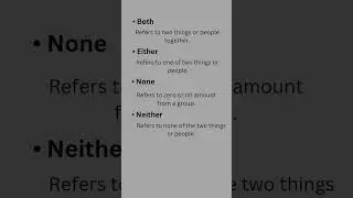 Understanding Common Determiners: Both, Either, None, Neither