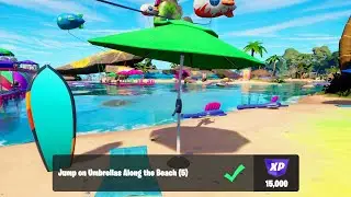 Jump on Umbrellas Along the Beach - Fortnite No Sweat Summer
