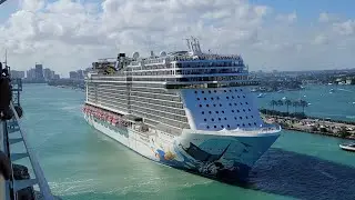 NORWEGIAN ESCAPE выходит из Майами #miami #nicemusic #cruise #norwegianescape #cruiseship #cruise