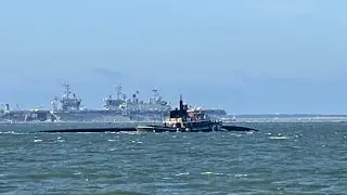 Tugboat Patricia Moran Assisting A Navy Submarine