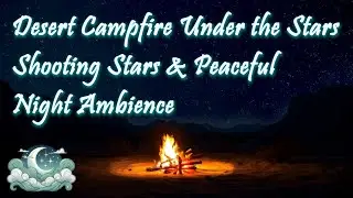 Desert Campfire Under the Stars | Shooting Stars & Peaceful Night Ambience
