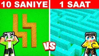 10 SANİYE vs 1 SAAT: Dev Labirent Yapı Kapışmasında Trolledim! 😂 | Minecraft