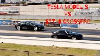 Tesla Model S vs SRT6 Crossfire | 1/4 mile | HD