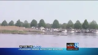 Flooding debris moving toward the Big Lake